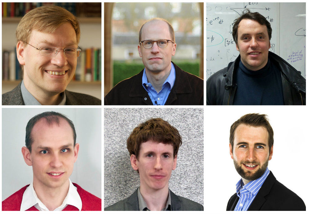 De izq. a dch.: Anders Sandberg, Nick Bostrom, Stuart Amstrong, Simon Beard, Owain Evans y Niel Bowerman. (FHI)